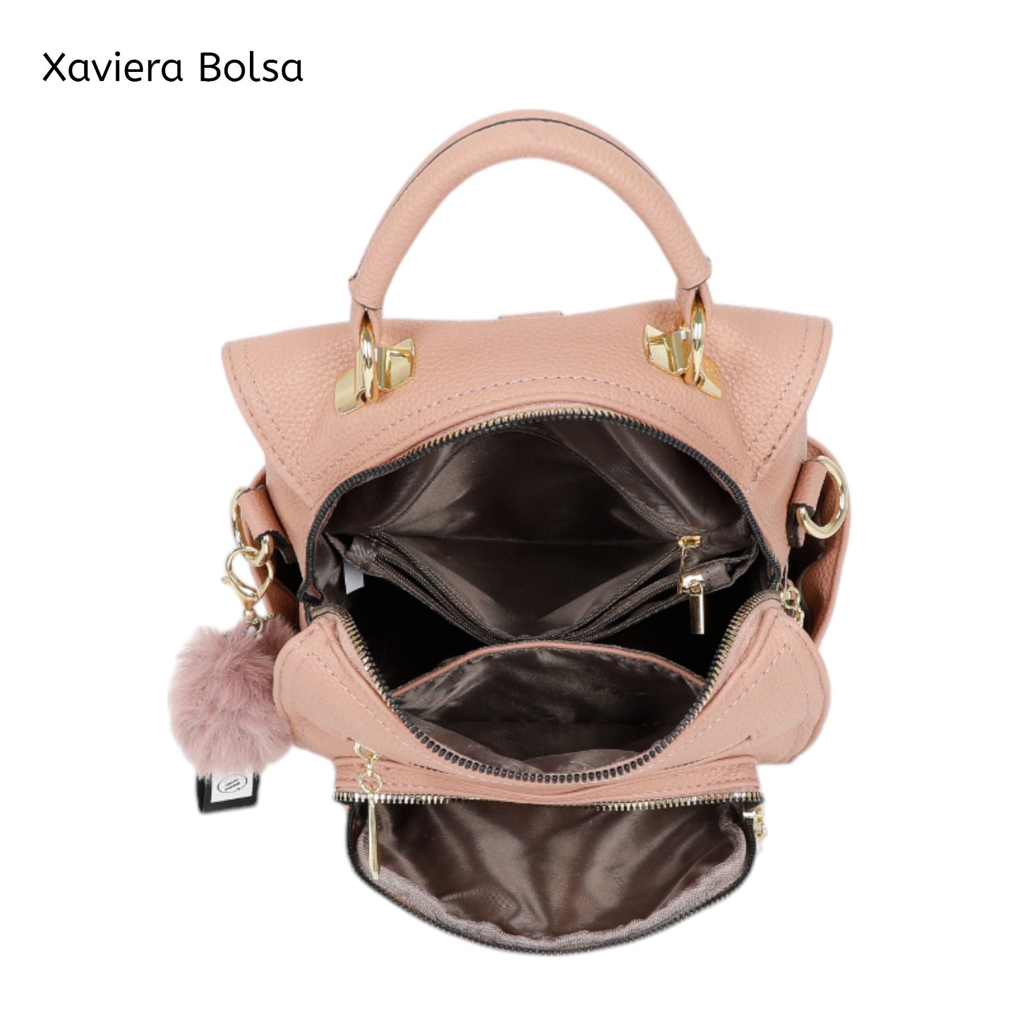 XAVIERA Bolsa Mochila Feminina com Bolsos Frontais e Alça Estampada – Ref. WX-1631