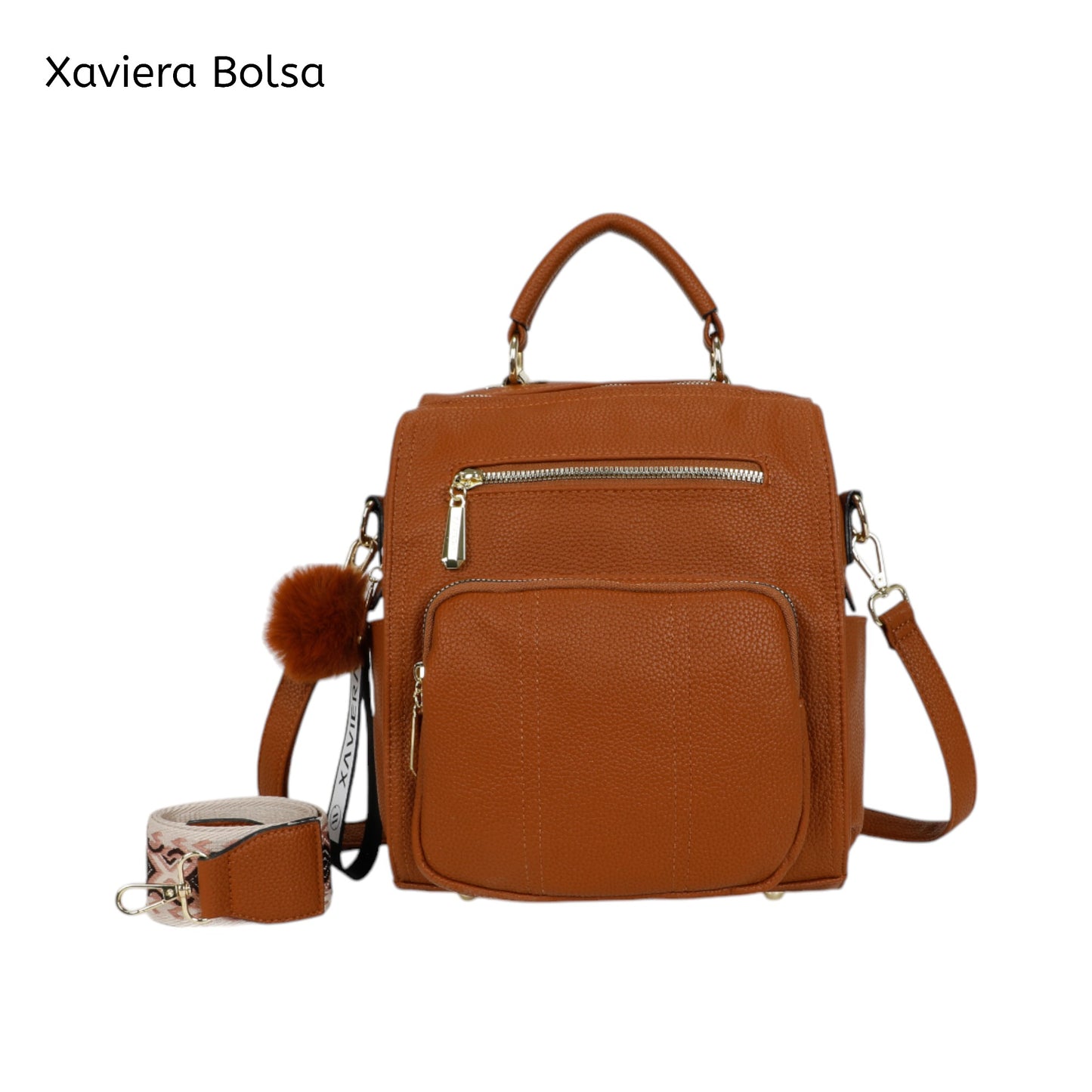 XAVIERA Bolsa Mochila Feminina com Bolsos Frontais e Alça Estampada – Ref. WX-1631