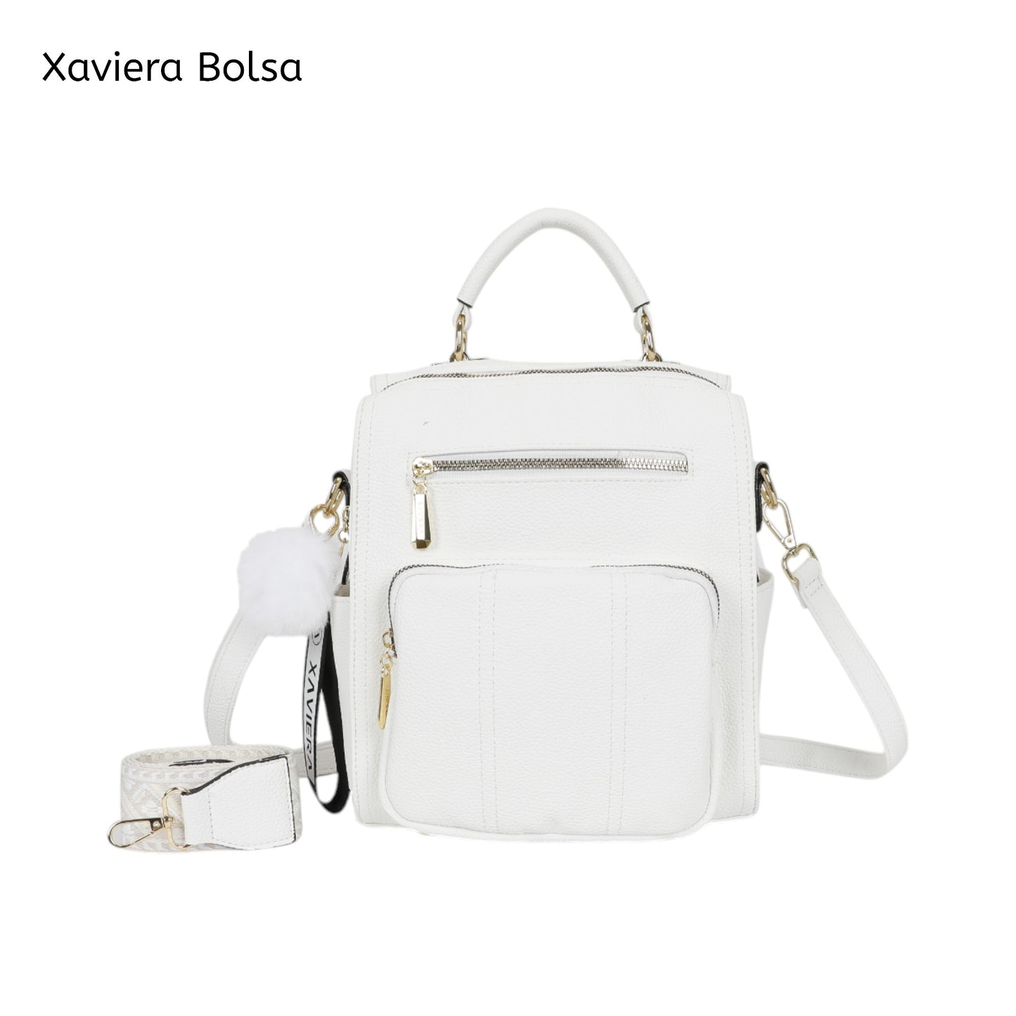 XAVIERA Bolsa Mochila Feminina com Bolsos Frontais e Alça Estampada – Ref. WX-1631