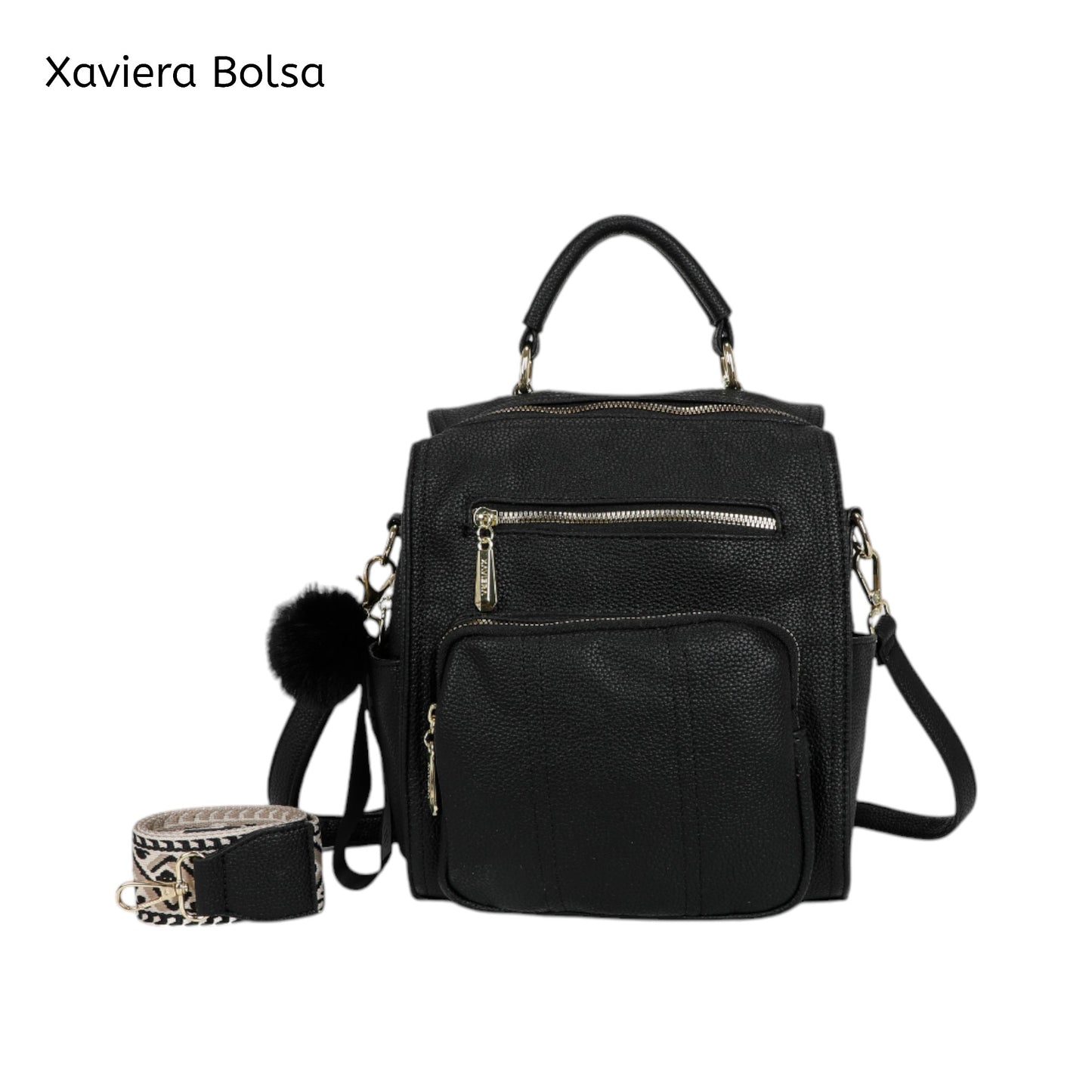 XAVIERA Bolsa Mochila Feminina com Bolsos Frontais e Alça Estampada – Ref. WX-1631