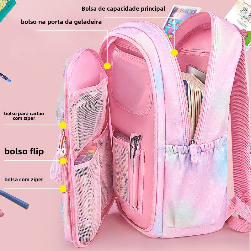 Mochila escolar infantil menina nylon impermeável colecao nova aberta estilo geladeira estudante XV-251