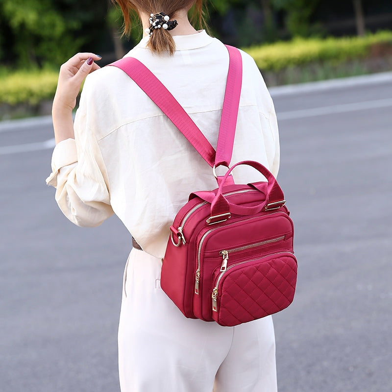 Bolsa feminina vira mochila transversal tiracolo 3 em 1 nylon impermeável multiusos XV-2974