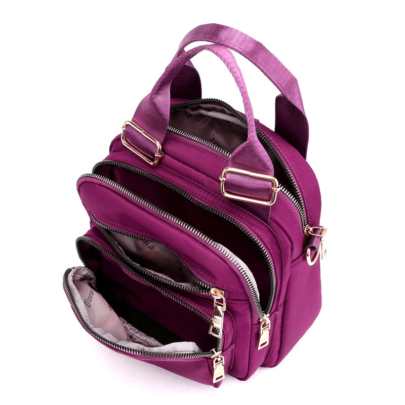 Bolsa feminina vira mochila transversal tiracolo 3 em 1 nylon impermeável multiusos XV-4070