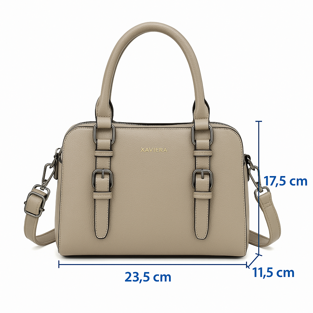 XAVIERA Bolsa Estruturada com Alças Duplas e Detalhes com Fivela – Ref. WX-1636