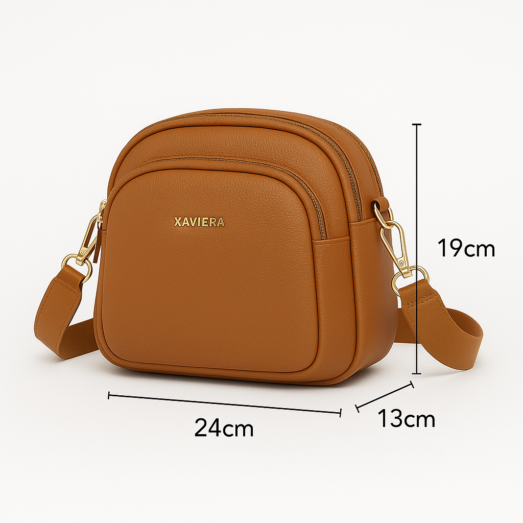 XAVIERA Bolsa Transversal Estruturada com 3 Compartimentos – Ref. WX-1622