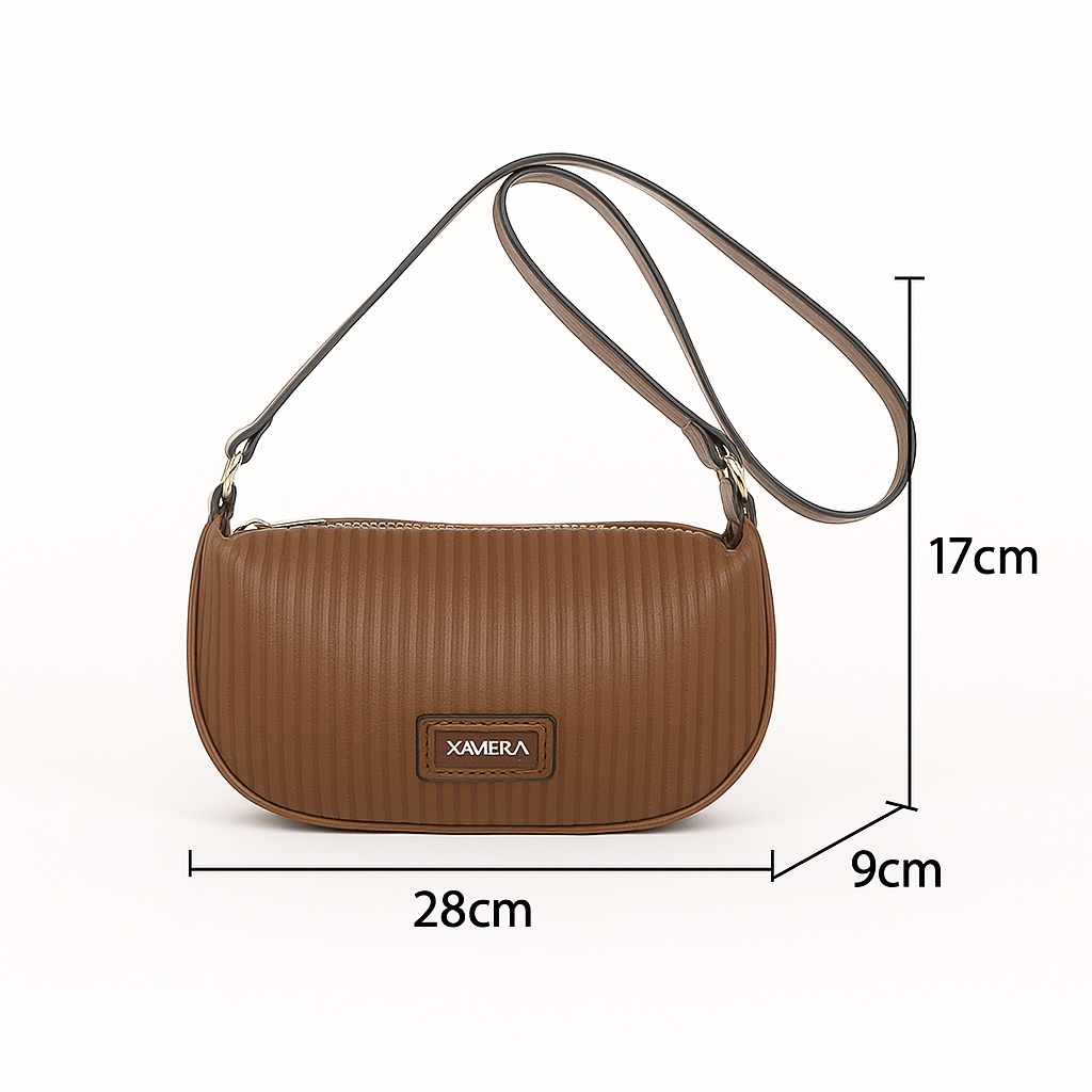 XAVIERA Bolsa Feminina Estilo Meia-Lua com Textura Canelada – Ref. WX-1641