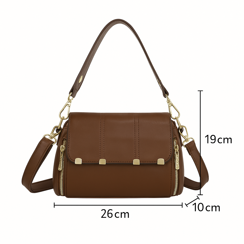 XAVIERA Bolsa Feminina Estilo Vintage com Aba Frontal e Alça Larga – Ref. WX-1635