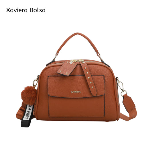 XAVIERA Bolsa Feminina Estruturada com Detalhe Frontal e Alça Larga – Ref. WX-1628