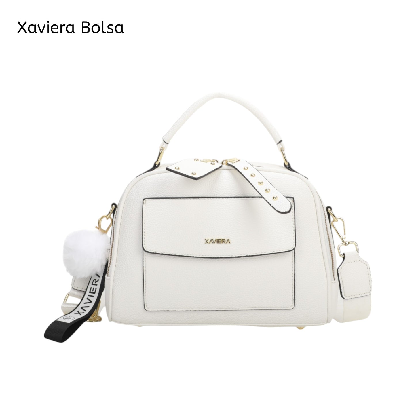 XAVIERA Bolsa Feminina Estruturada com Detalhe Frontal e Alça Larga – Ref. WX-1628