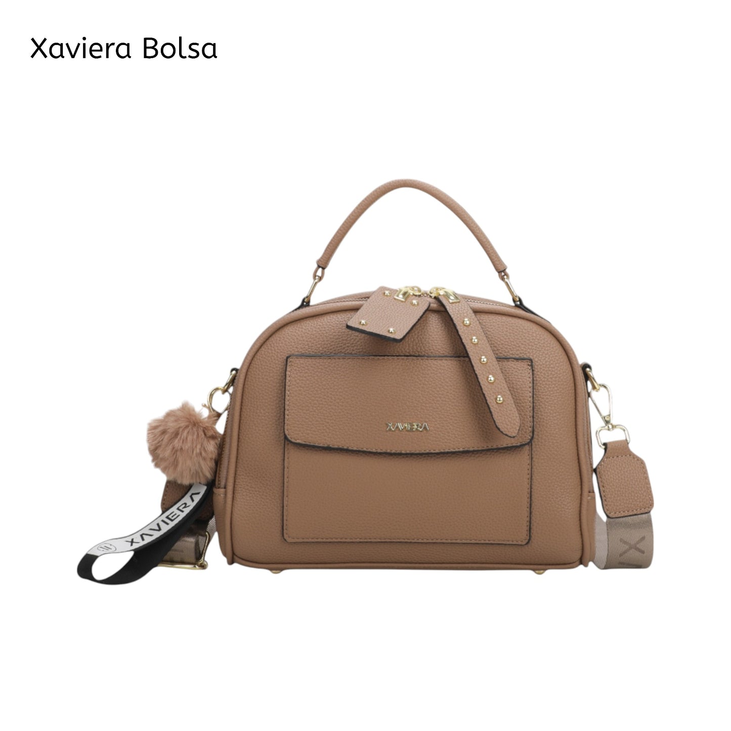 XAVIERA Bolsa Feminina Estruturada com Detalhe Frontal e Alça Larga – Ref. WX-1628