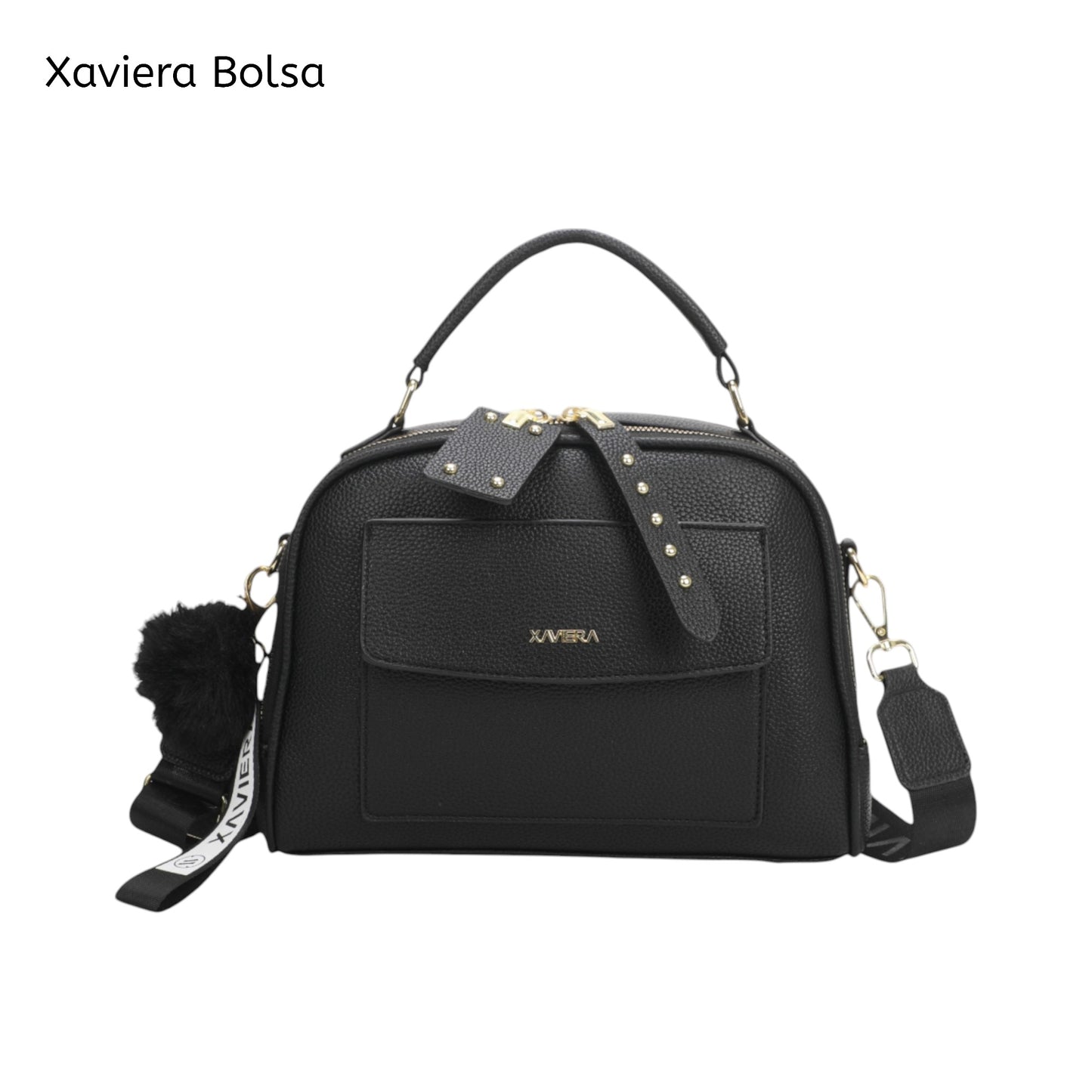 XAVIERA Bolsa Feminina Estruturada com Detalhe Frontal e Alça Larga – Ref. WX-1628