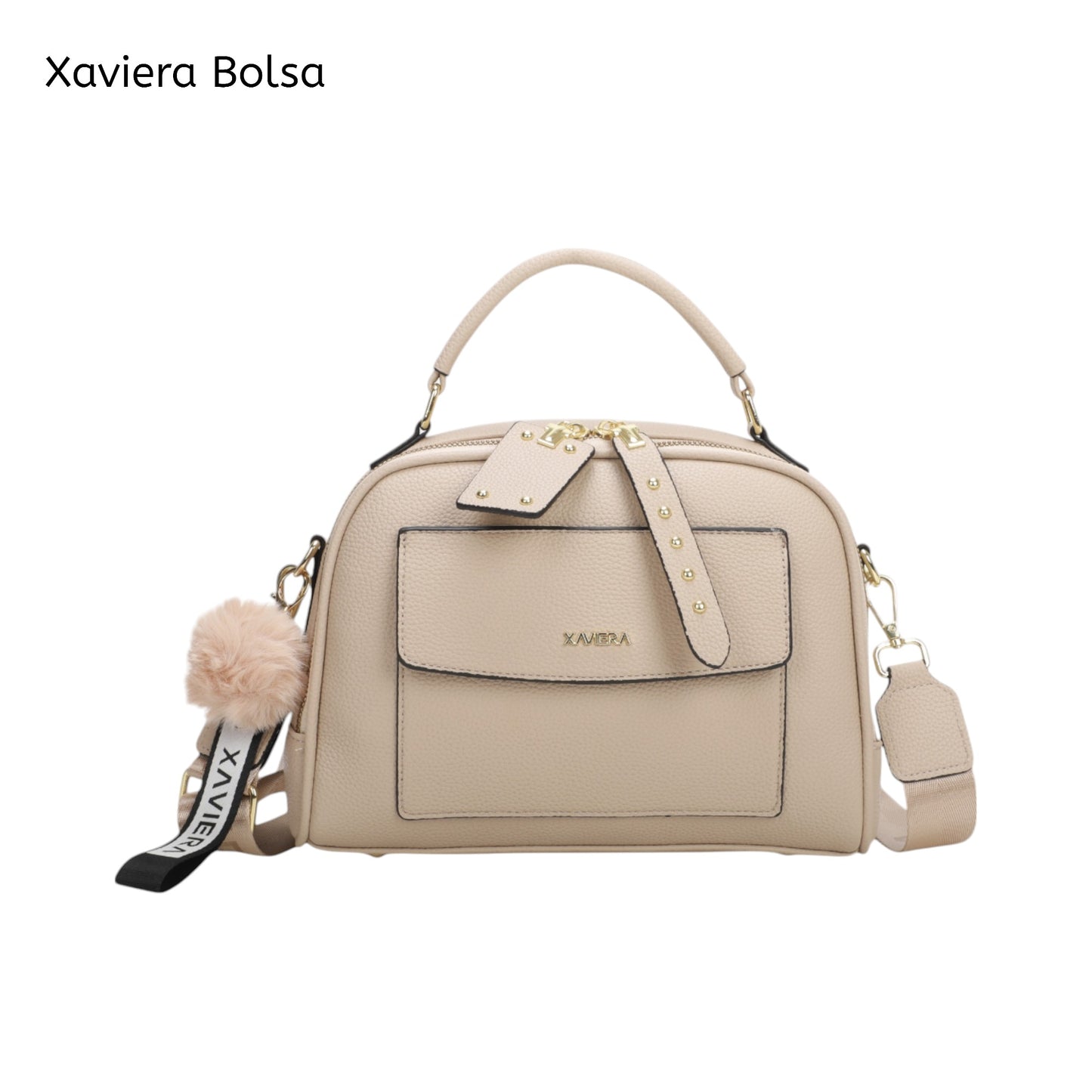 XAVIERA Bolsa Feminina Estruturada com Detalhe Frontal e Alça Larga – Ref. WX-1628