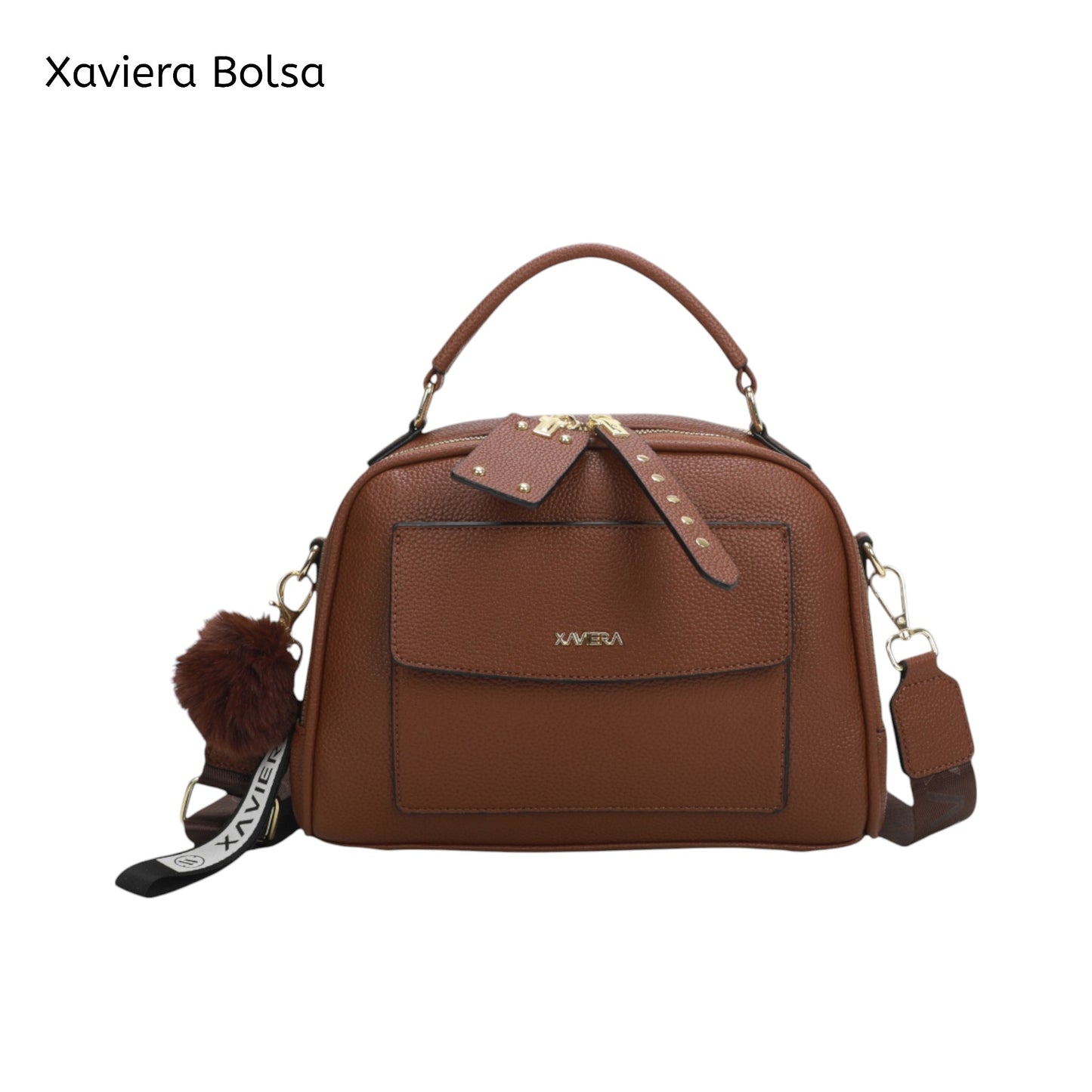XAVIERA Bolsa Feminina Estruturada com Detalhe Frontal e Alça Larga – Ref. WX-1628