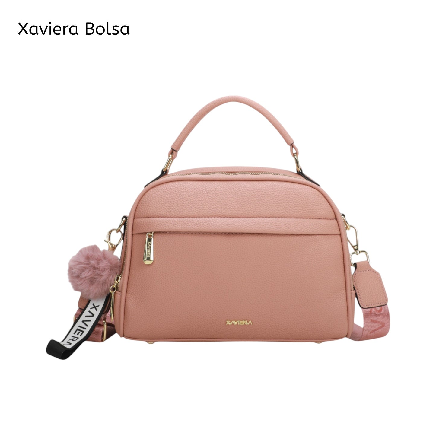 XAVIERA Bolsa Transversal Feminina com Pompom e Alça Estampada – Ref. WX-1623