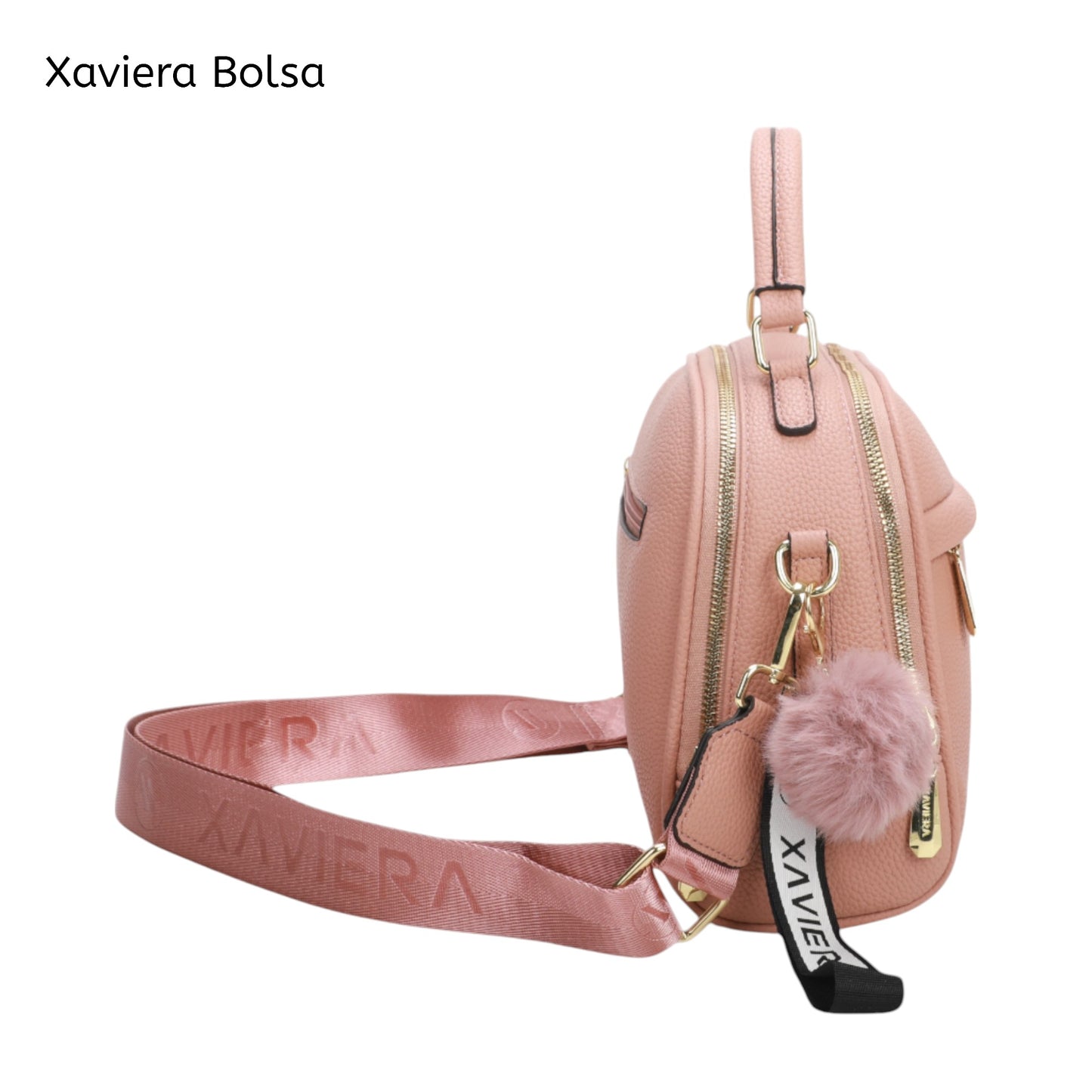 XAVIERA Bolsa Transversal Feminina com Pompom e Alça Estampada – Ref. WX-1623