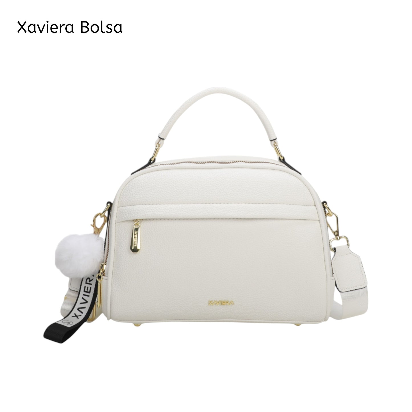 XAVIERA Bolsa Transversal Feminina com Pompom e Alça Estampada – Ref. WX-1623