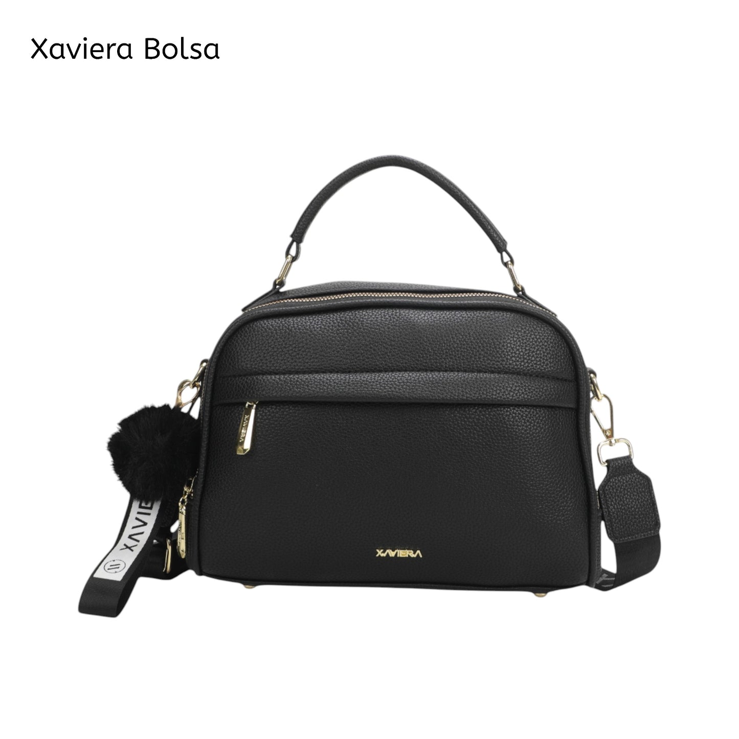 XAVIERA Bolsa Transversal Feminina com Pompom e Alça Estampada – Ref. WX-1623