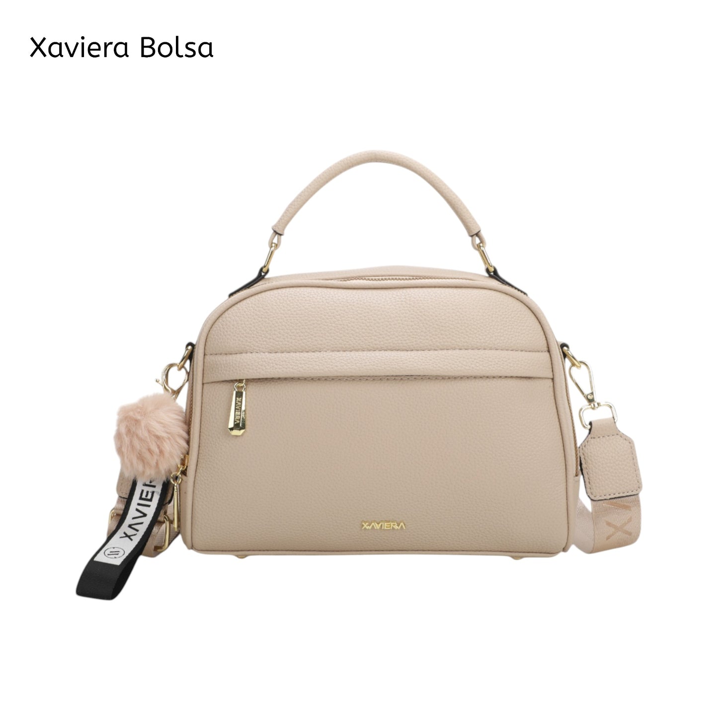 XAVIERA Bolsa Transversal Feminina com Pompom e Alça Estampada – Ref. WX-1623