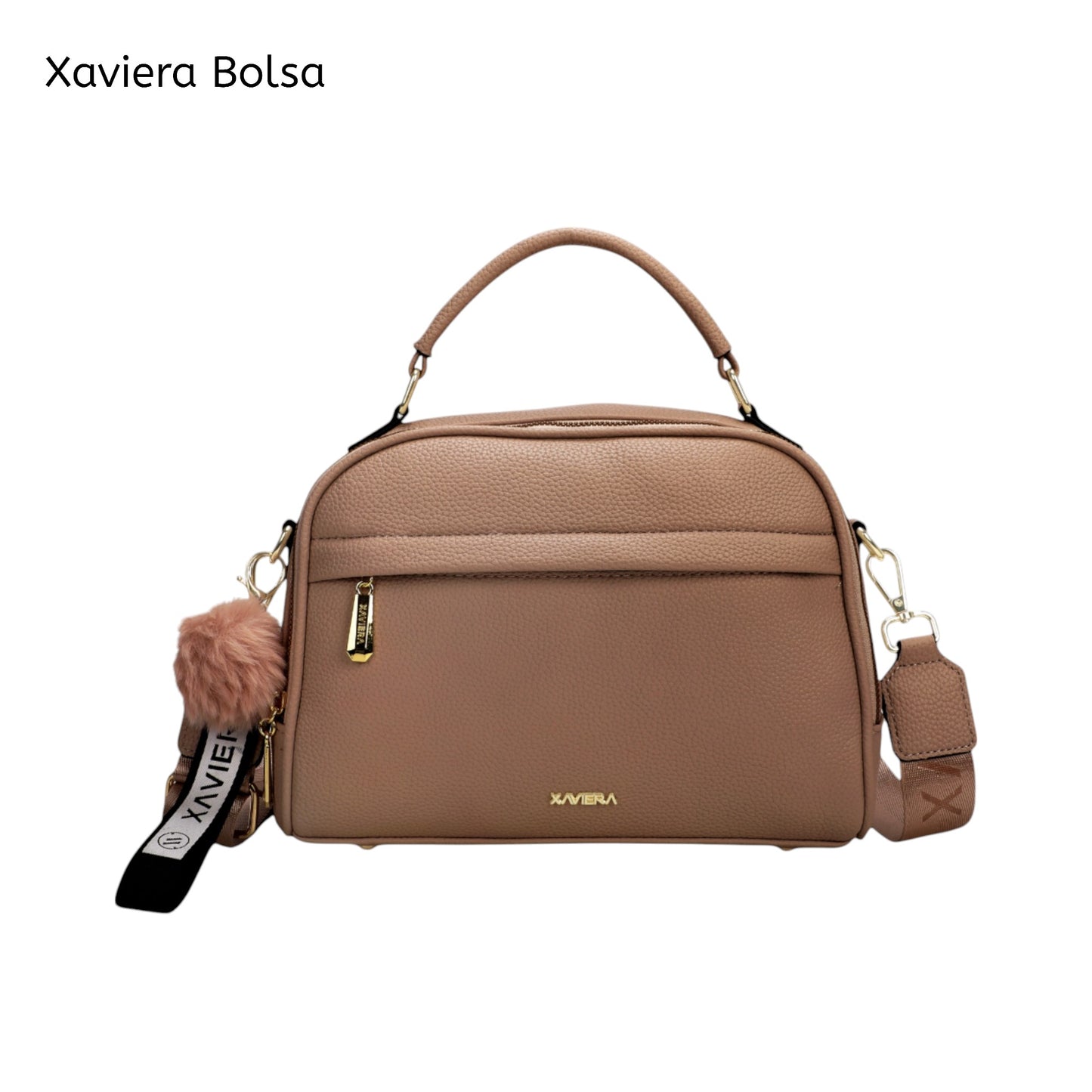 XAVIERA Bolsa Transversal Feminina com Pompom e Alça Estampada – Ref. WX-1623