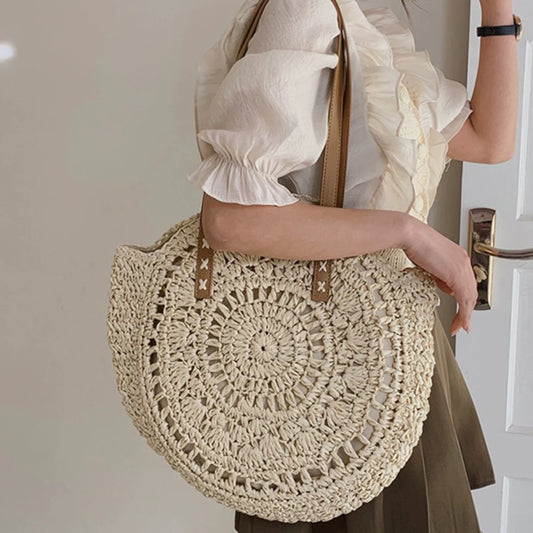 Bolsa feminina de palha Grande saco com Alça ombro Design Rústico YL86018