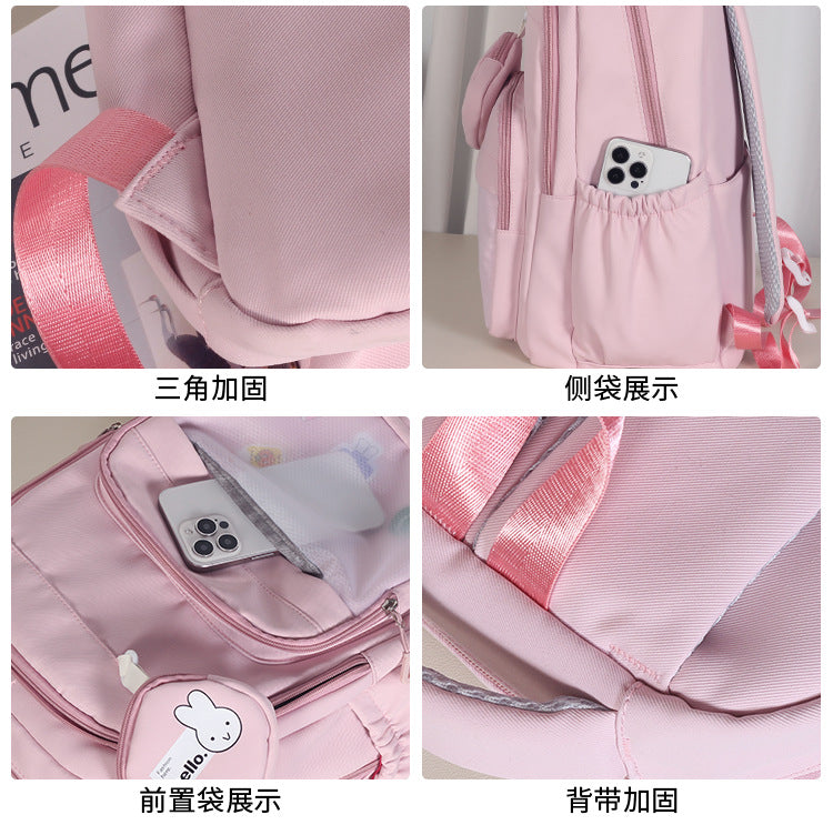 Mochila feminina escolar de grande capacidade nylon impermeável 973