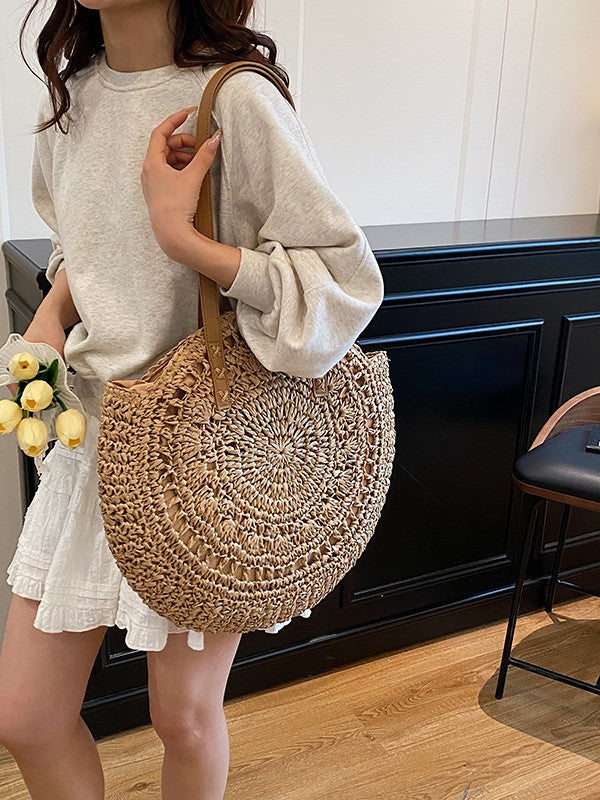 Bolsa feminina de palha Grande saco com Alça ombro Design Rústico YL86018