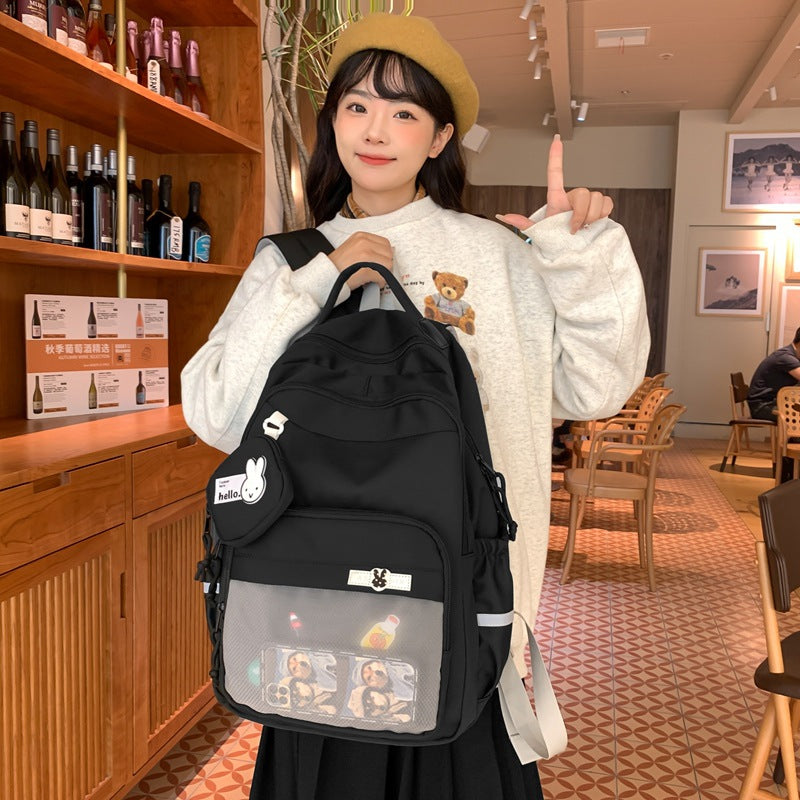 Mochila feminina escolar de grande capacidade nylon impermeável 973