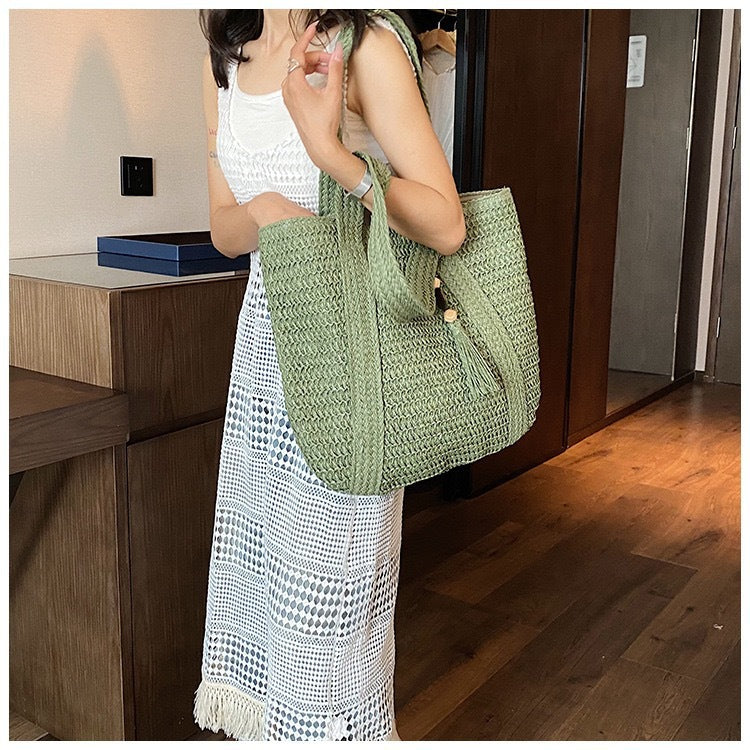 Bolsa feminina de palha Grande saco com Alça ombro Design Rústico XV-013