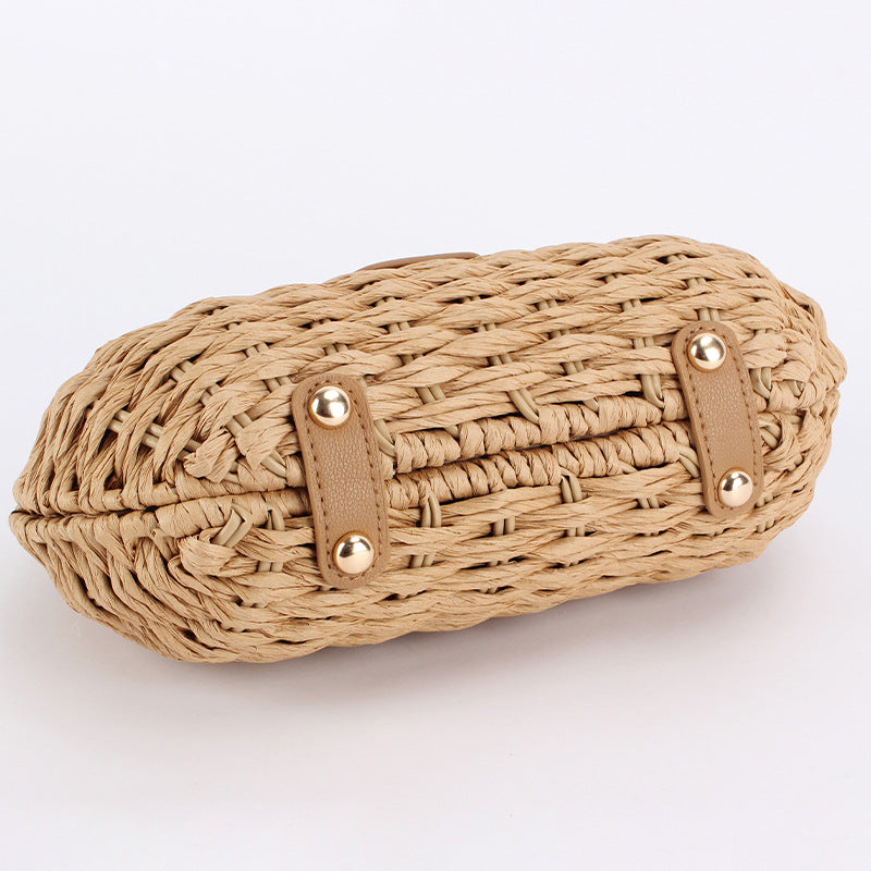 Bolsa feminina de palha Blogueira box com Alça de mao e transversal corrente ombro Design XV-0011