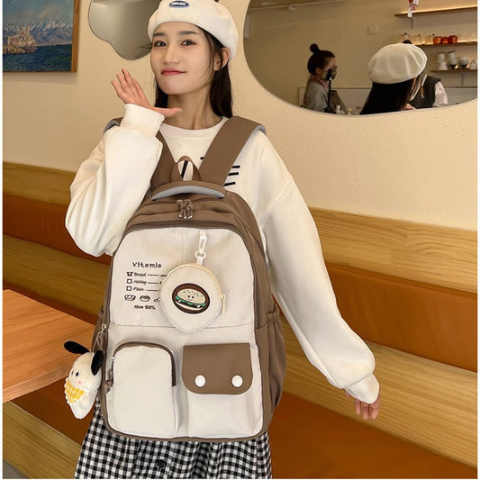 Mochila feminina de grande capacidade nylon impermeável 371