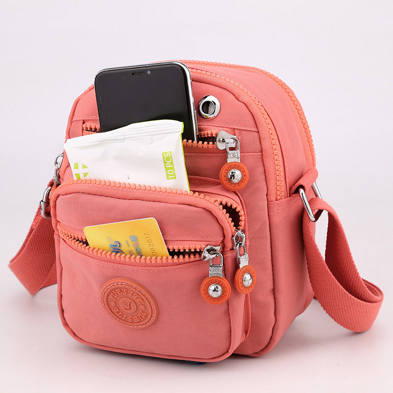Bolsa Transversal Feminina de Nylon Impermeável, Pequena e Leve, com Múltiplos Bolsos XV-2402