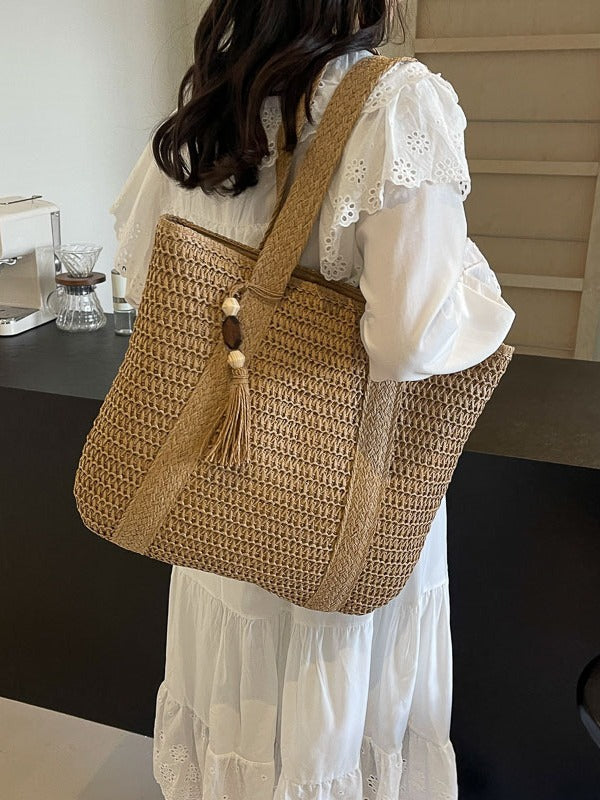 Bolsa feminina de palha Grande saco com Alça ombro Design Rústico XV-013