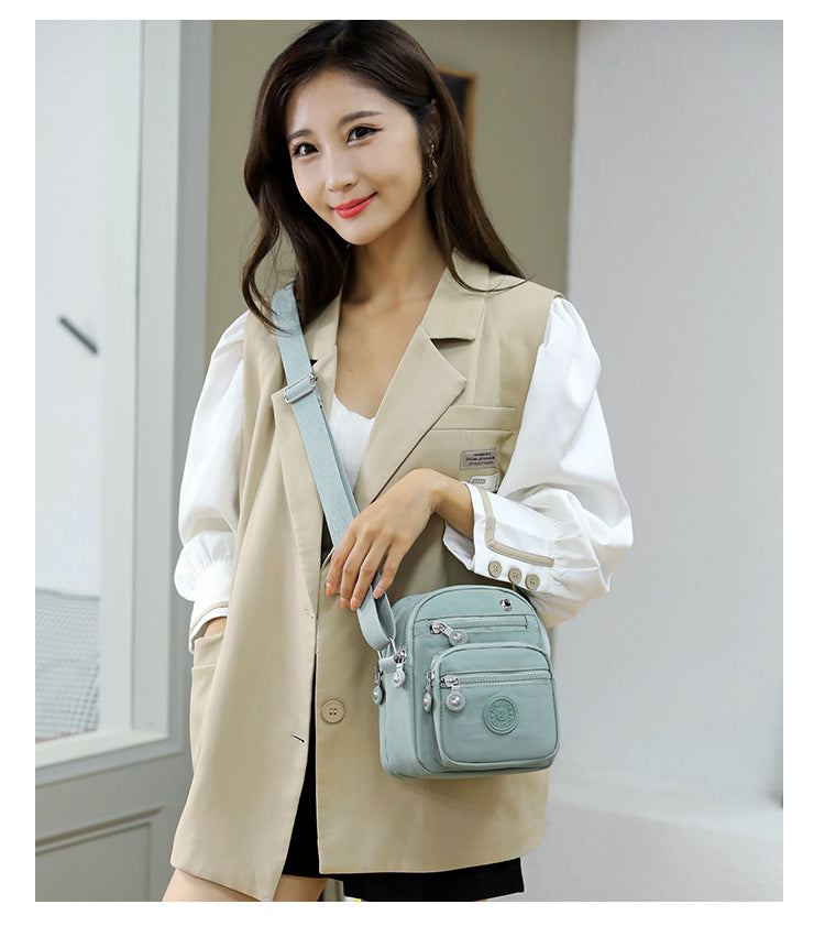 Bolsa Transversal Feminina de Nylon Impermeável, Pequena e Leve, com Múltiplos Bolsos XV-2402