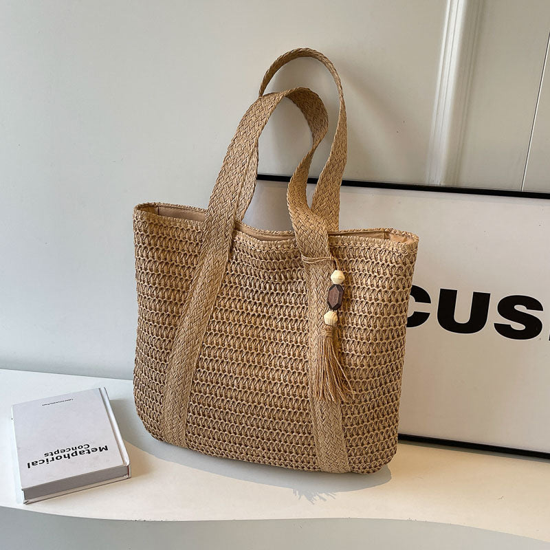 Bolsa feminina de palha Grande saco com Alça ombro Design Rústico XV-013