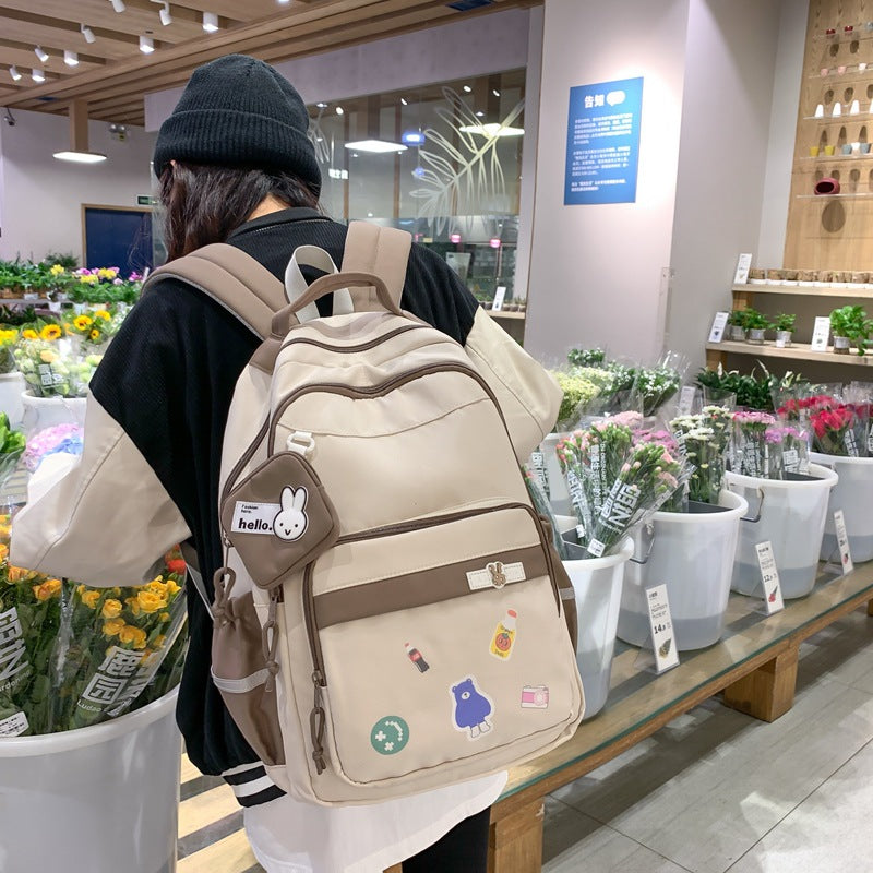 Mochila feminina escolar de grande capacidade nylon impermeável 973