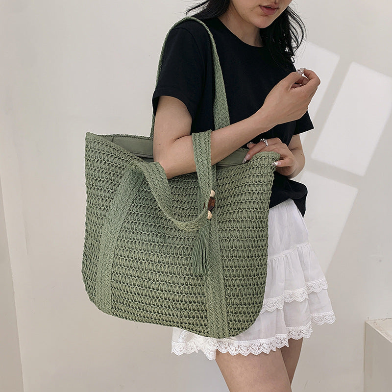 Bolsa feminina de palha Grande saco com Alça ombro Design Rústico XV-013