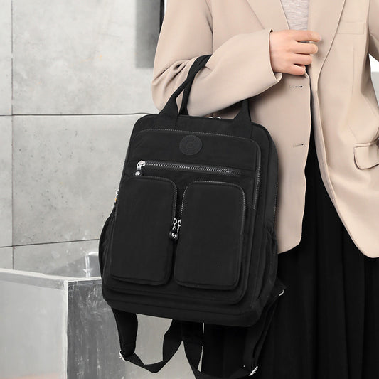 Mochila feminina Casual Nylon impermeável Múltiplos Bolsos – Leve e Versátil XV-2411