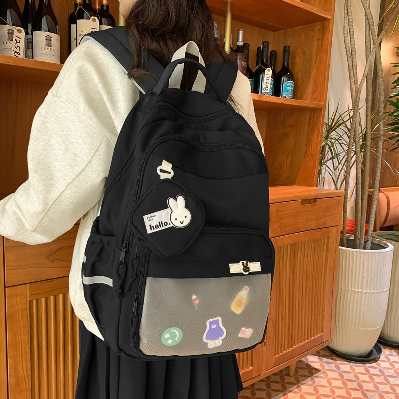 Mochila feminina escolar de grande capacidade nylon impermeável 973