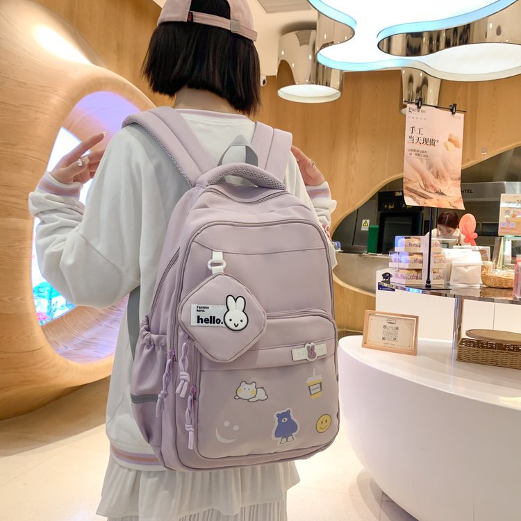 Mochila feminina escolar de grande capacidade nylon impermeável 973