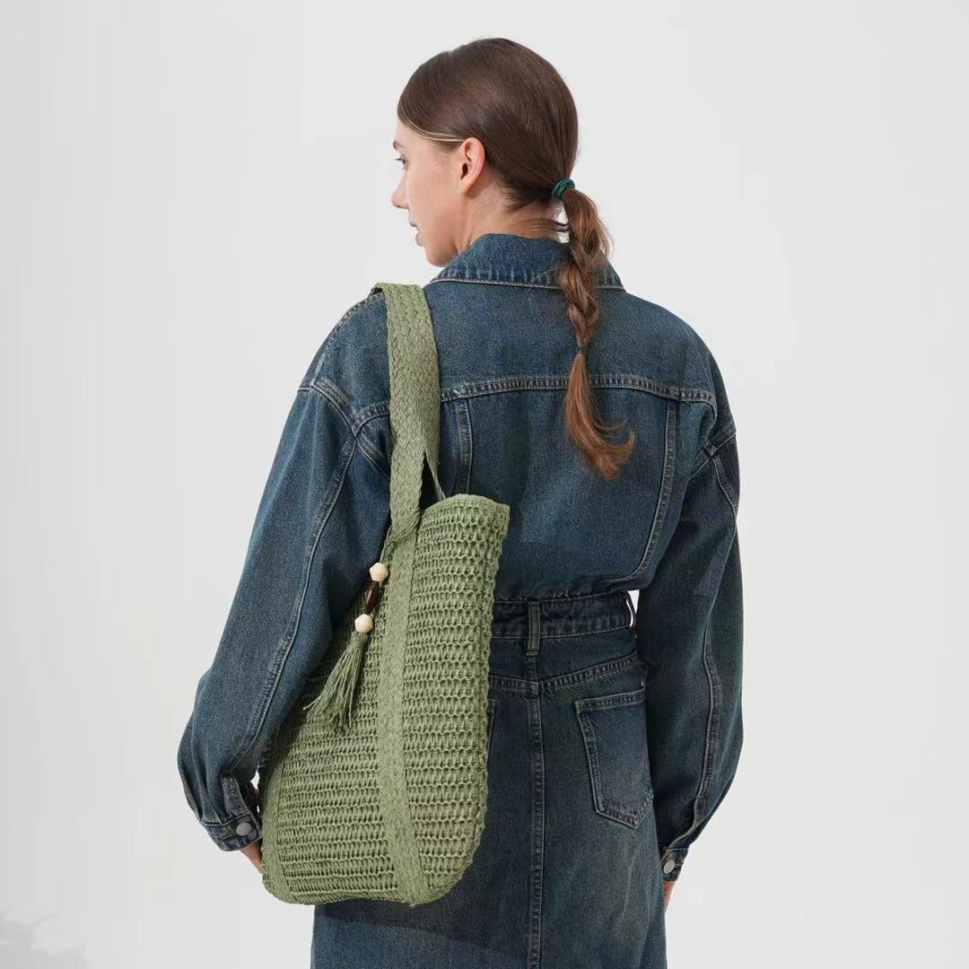 Bolsa feminina de palha Grande saco com Alça ombro Design Rústico XV-013