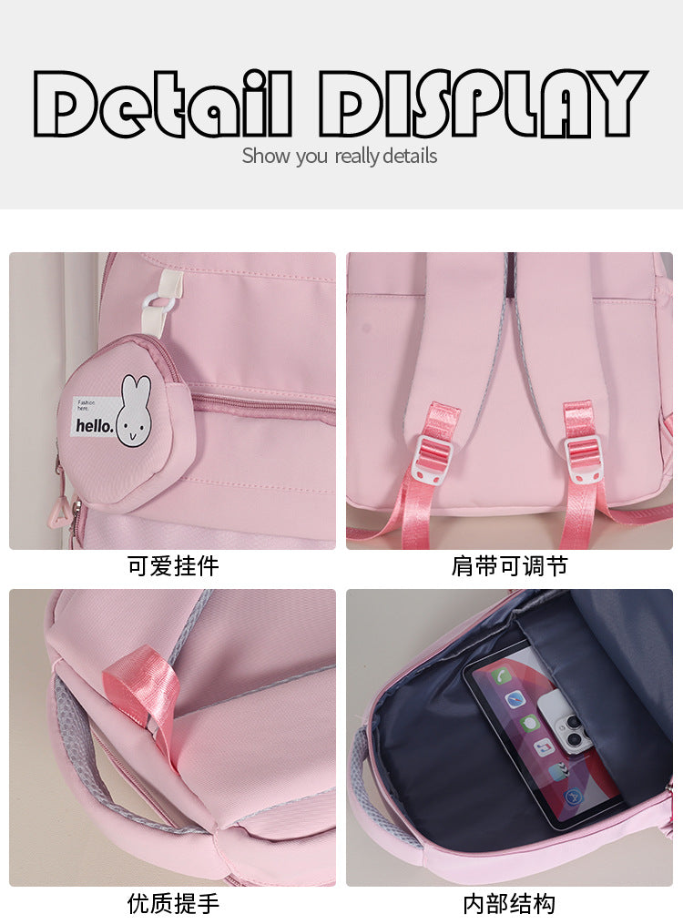 Mochila feminina escolar de grande capacidade nylon impermeável 973