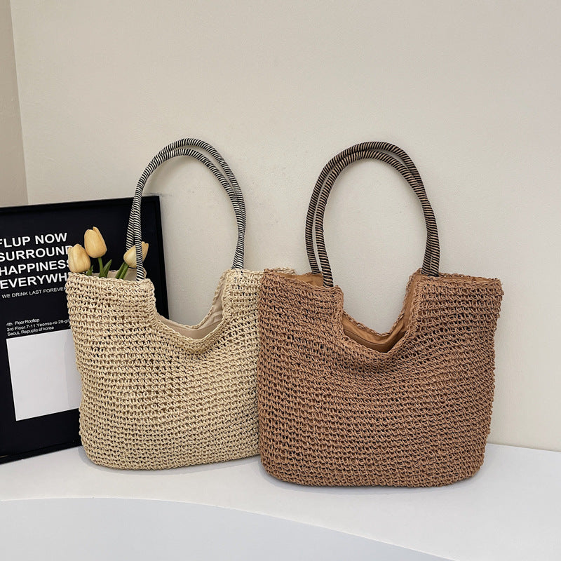 Bolsa feminina de palha Grande saco com Alça ombro Design Rústico