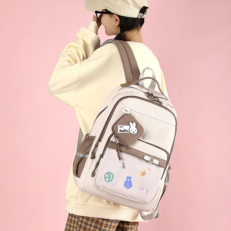 Mochila feminina escolar de grande capacidade nylon impermeável 973