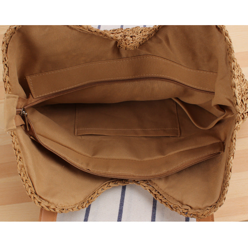 Bolsa feminina de palha Grande saco com Alça ombro Design Rústico