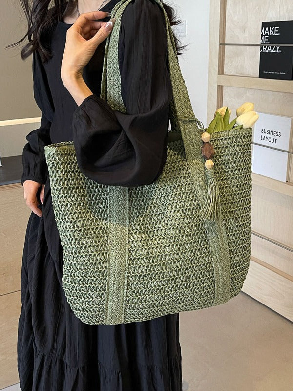 Bolsa feminina de palha Grande saco com Alça ombro Design Rústico XV-013