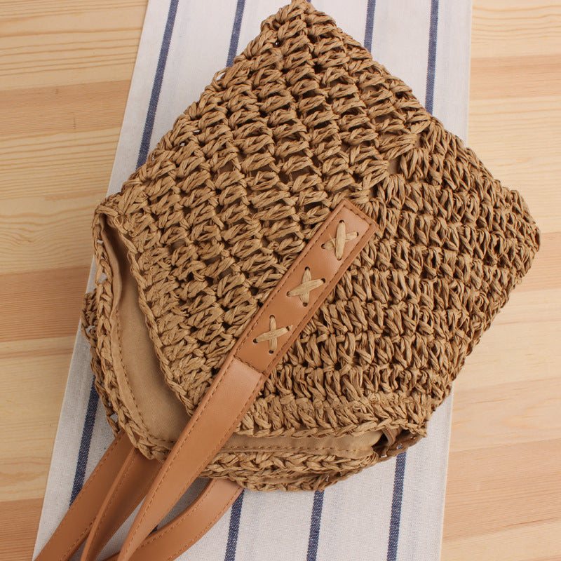 Bolsa feminina de palha Grande saco com Alça ombro Design Rústico