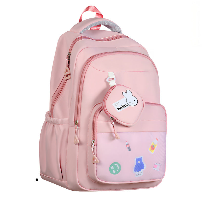 Mochila feminina escolar de grande capacidade nylon impermeável 973