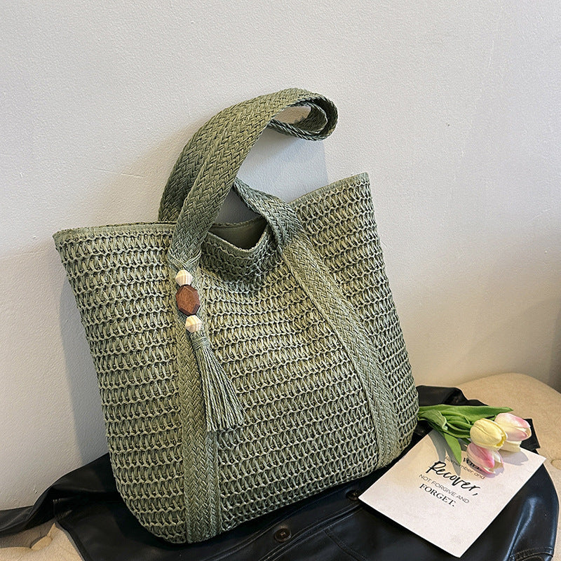 Bolsa feminina de palha Grande saco com Alça ombro Design Rústico XV-013