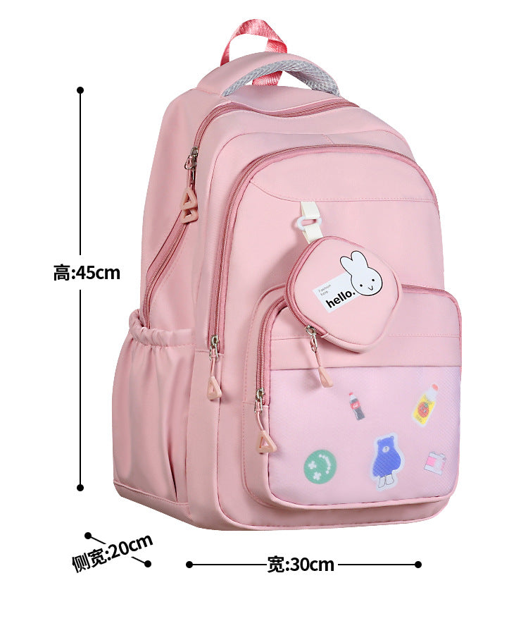 Mochila feminina escolar de grande capacidade nylon impermeável 973