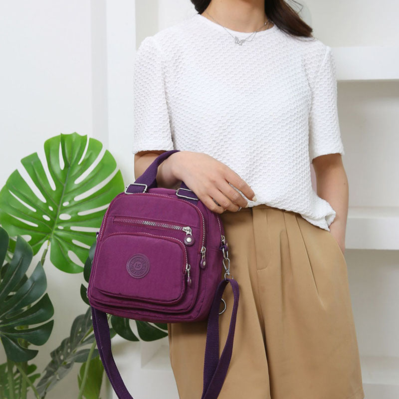 Bolsa feminina vira mochila transversal tiracolo 3 em 1 nylon impermeável multiusos XV-4604